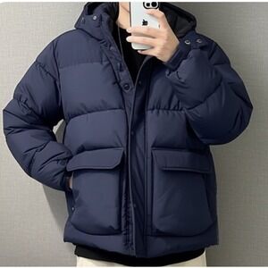 NWT Swiss Tech Mens Navy Blue Puffer‎ Jacket Performance Gear Hooded Parka small